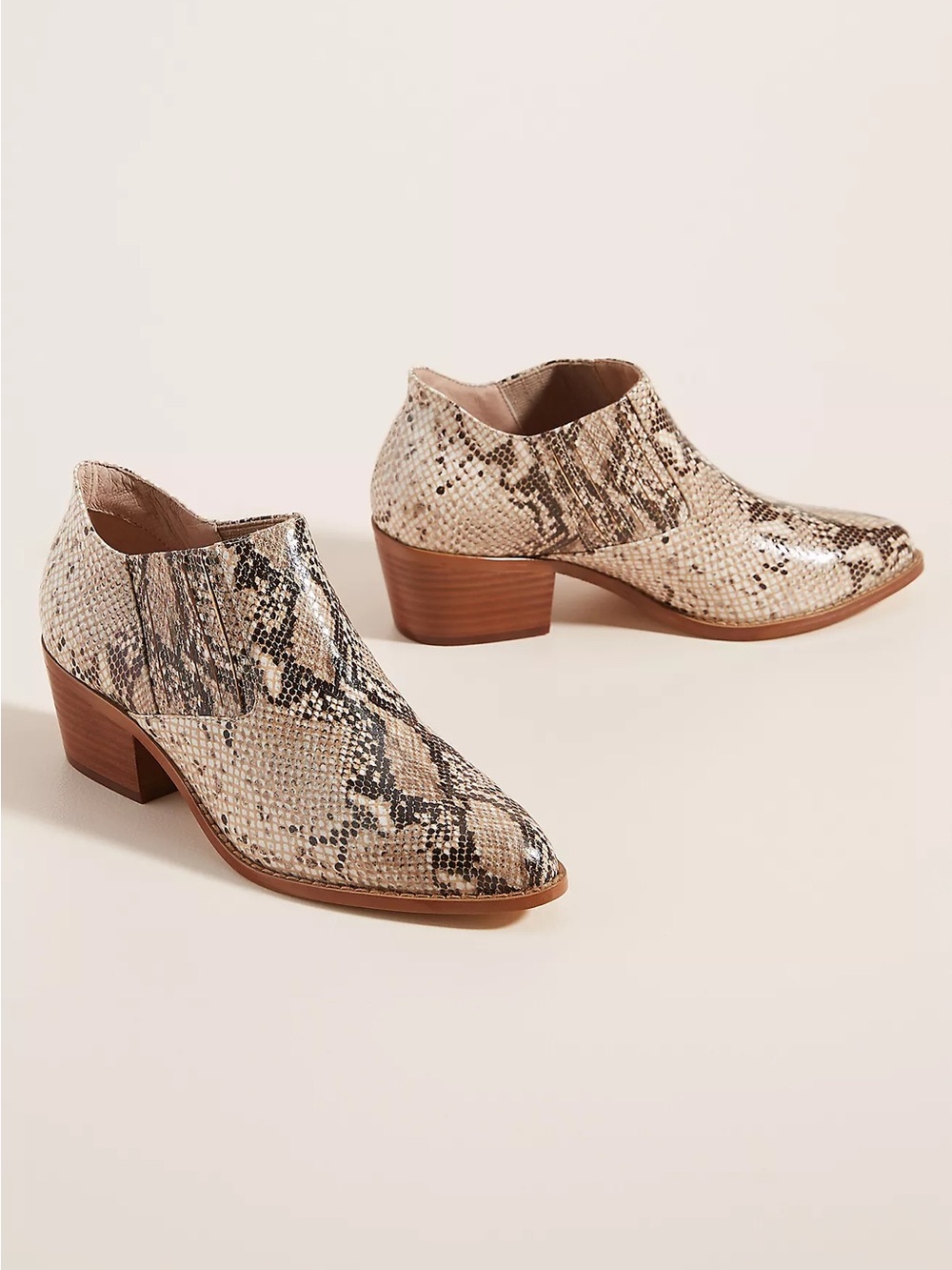 Anthropologie Snakeskin Leather Tan Marion Ankle Boots Size 9